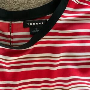 NEW Trouve red white striped blouse w/ back detail Size Medium